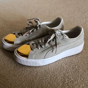 Gold suede PUMA creepers